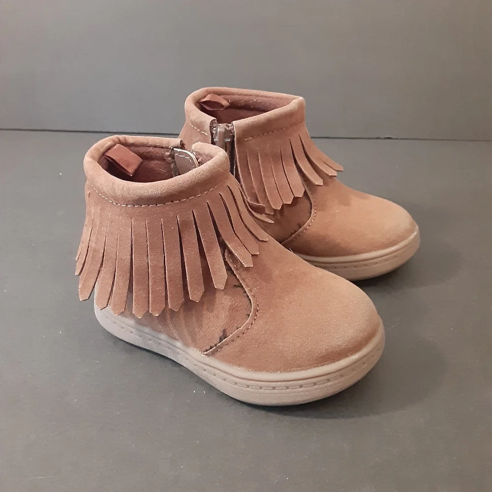 CARTER'S MOCCASSIN SIDE ZIP ANKLE BOOTIES SYNTHETIC BABY GIRL SIZE 4 - 11.4CM